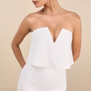 Lulus Power of Love White Strapless Jumpsuit